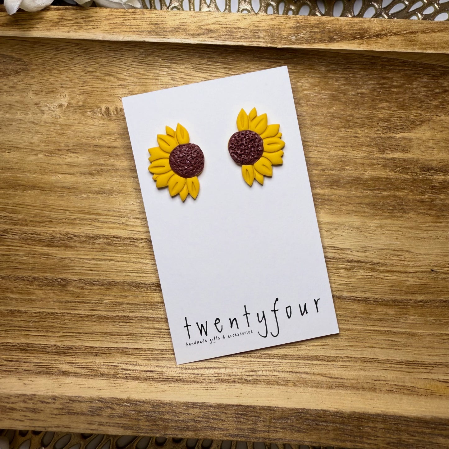 Sunflower Studs (lg) | Polymer Clay Earrings