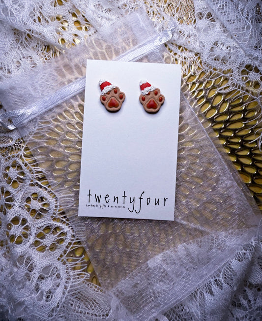 Santa Paws Studs | Polymer Clay Earrings