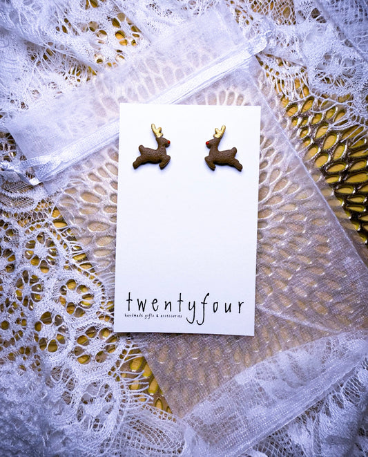 Reindeer Studs | Polymer Clay Earrings