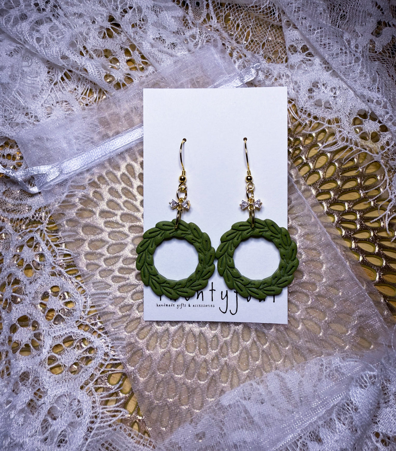 Classy Wreath | Polymer Clay Earrings