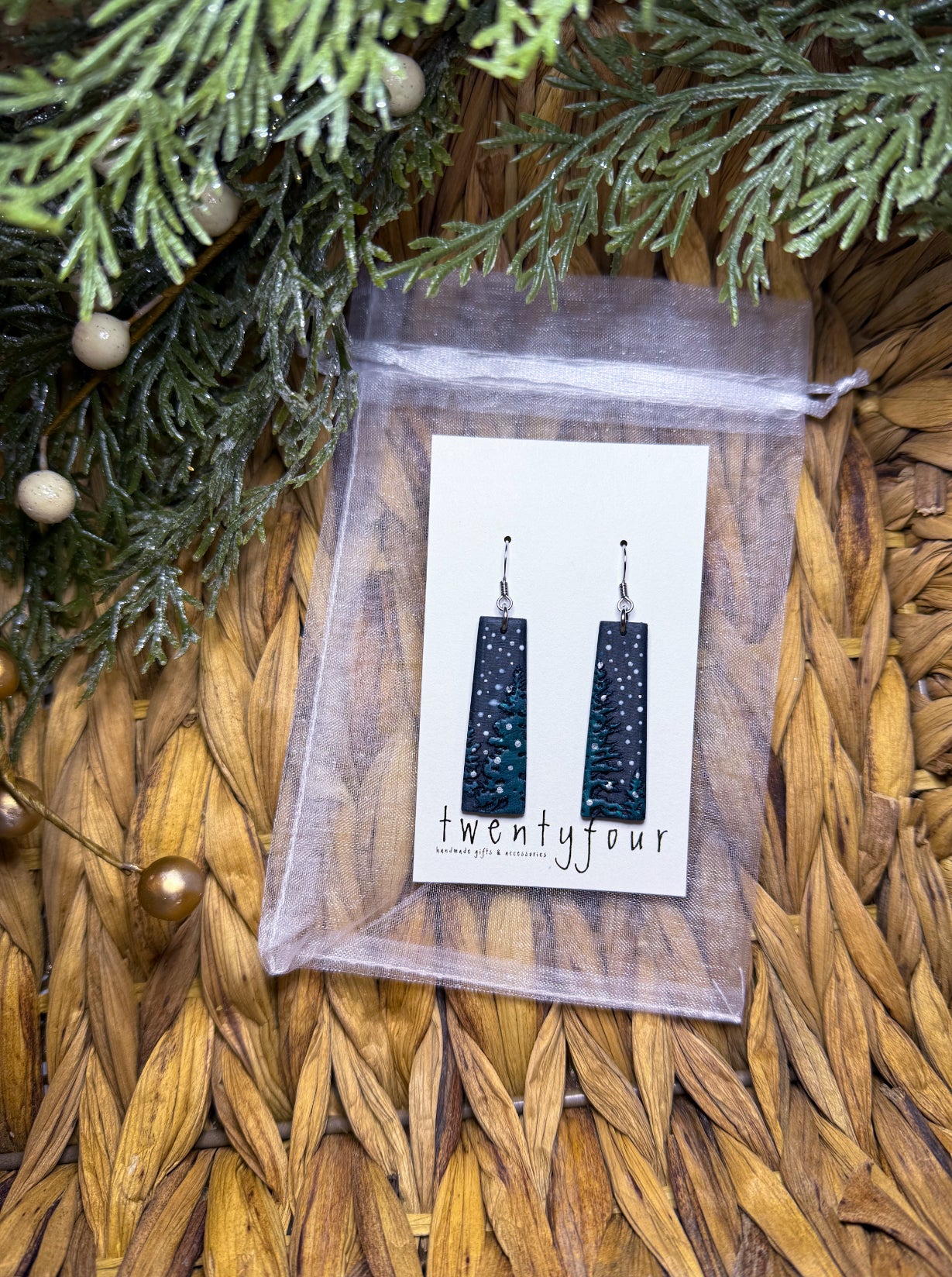 Snowy Trees | Polymer Clay Earrings