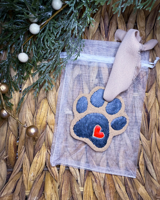 Textured Pet Print Heart Ornament | Polymer Clay