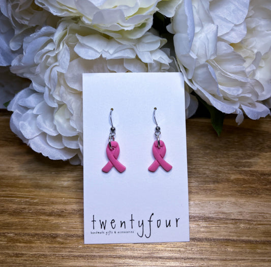 Pink Ribbon | Polymer Clay Earrings