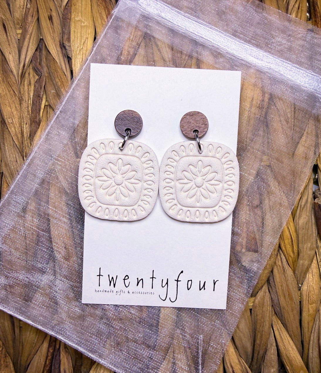 Square Boho Dangle | Polymer Clay Earrings