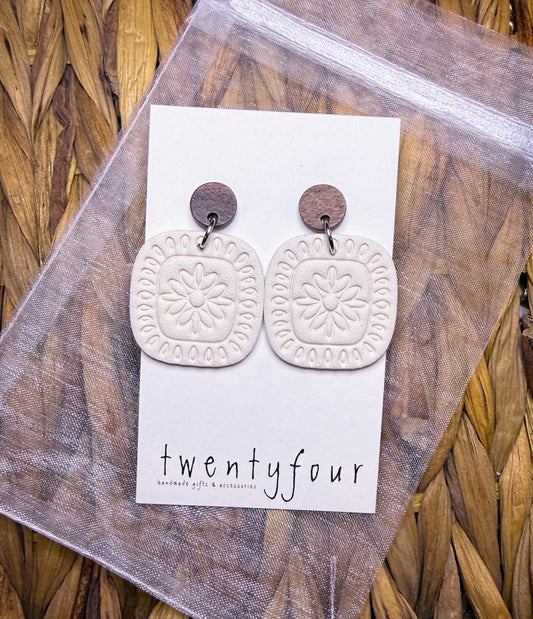 Square Boho Dangle | Polymer Clay Earrings