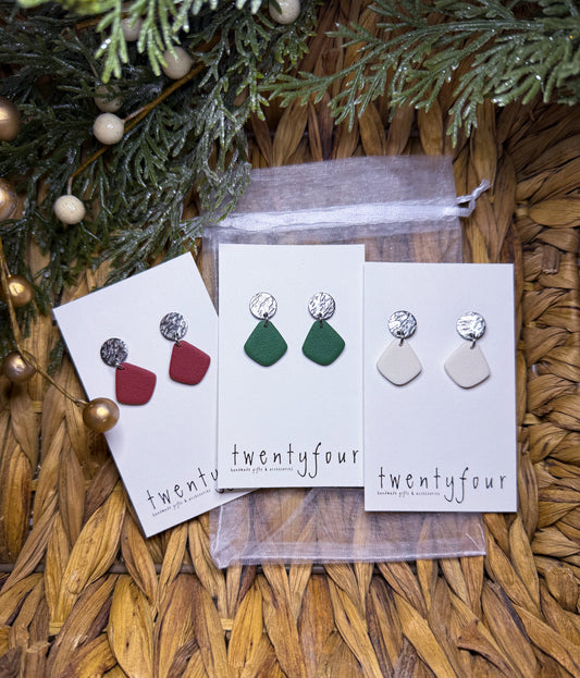 Simple Holiday Dangle | Polymer Clay Earrings