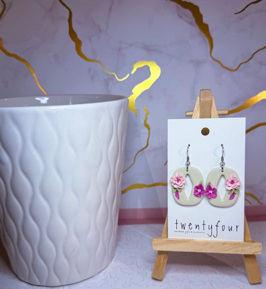 Pink Florals | Polymer Clay Earrings