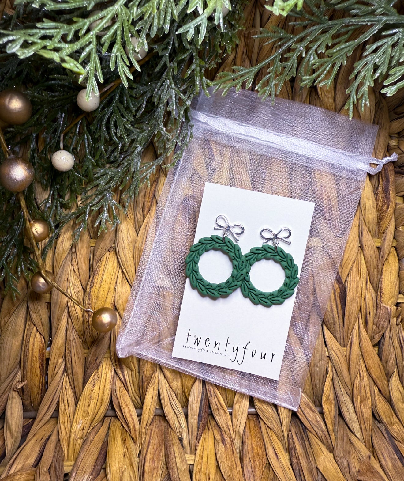 Classy Wreath | Polymer Clay Earrings