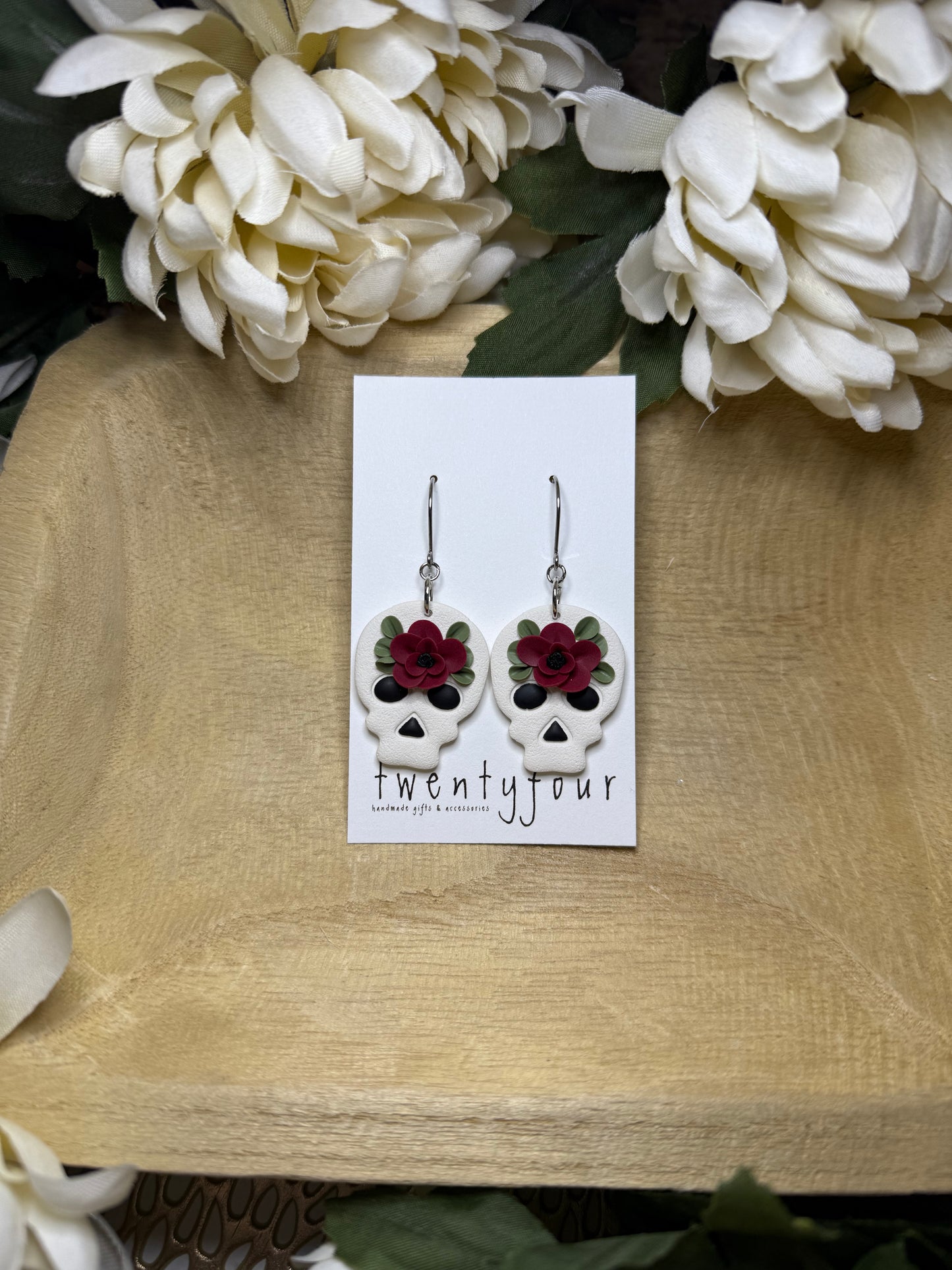 Floral Skulls | Polymer Clay Earrings