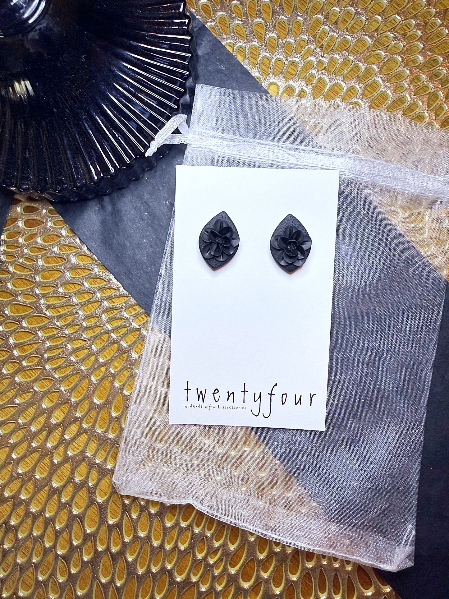 Black Bouquet | Polymer Clay Earrings